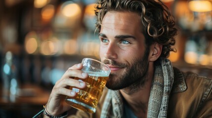 man drinking beer