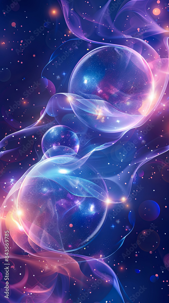 Wall mural abstract background with magic bokeh and stars. vector illustration
