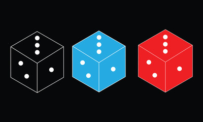 Dice collection. Game dice in isometric design. 