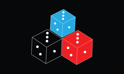 Dice collection. Game dice in isometric design. 