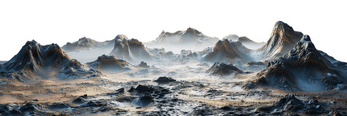Alien mountain landscape at dawn for science fiction and fantasy themes