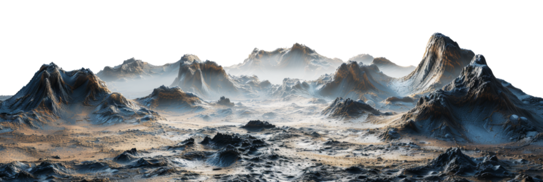 Alien mountain landscape at dawn for science fiction and fantasy themes