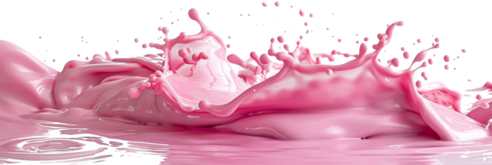 Splash of pink paint with liquid texture and droplets dynamic creativity transparent background