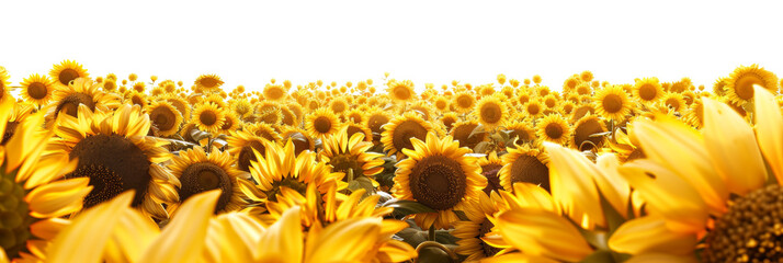 Field of sunflowers in full bloom joy and positivity on a transparent background © Loony Dream Designs