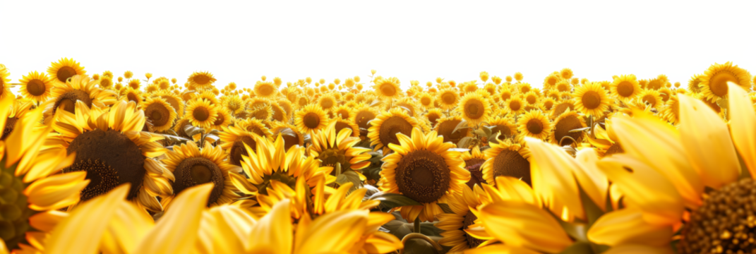 Field of sunflowers in full bloom joy and positivity on a transparent background