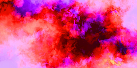 Hand painter colors watercolor stain texture abstract color pink texture background on white surface. Grunge and textured banner with free copy space. Modern Red Pink Watercolor.