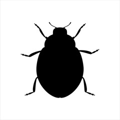 Top view ladybug silhouette isolated on white background. Ladybug icon vector illustration design.