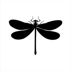 Top view dragonfly silhouette isolated on white background. Dragonfly icon vector illustration design.