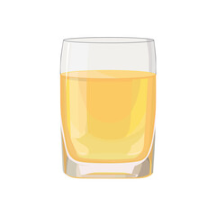 Full glass of yellow juice. Isolated vector summer drink for flat design