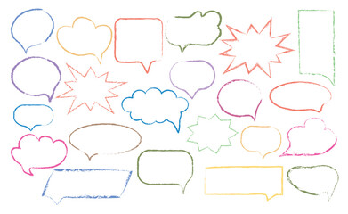 Grunge texture. Charcoal doodle pencil speech doodle set. Coal communication frame collection, comic talk balloon Hand drawn charcoal