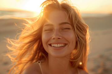 a woman with long hair smiling at the camera