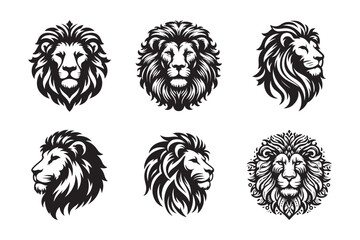  Lion head silhouette vector art illustration