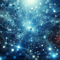 Fototapeta premium Abstract Network Connections with Blue-Toned Dots and Lines created by generative ai