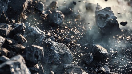 Volcanic rocks and debris scattered around