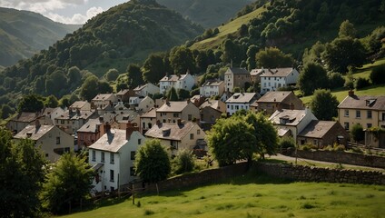 Fototapeta premium A poem celebrating the tight-knit community bonds found in a quaint village nestled among the hills ai_generated