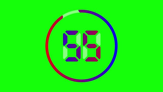 60 Seconds Countdown red and blue green screen