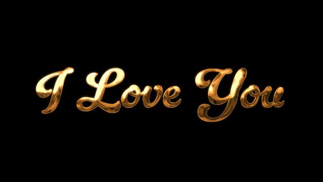 I Love you animation text handwritting Inkdrop with gold color, suitable for greeting someone we love on big days