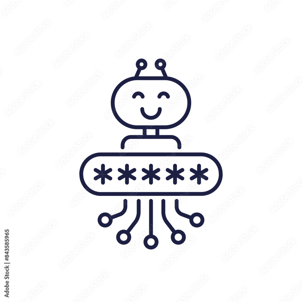 Canvas Prints security bot line icon on white