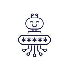 security bot line icon on white