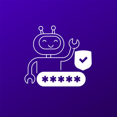 security bot icon with robot, password and shield