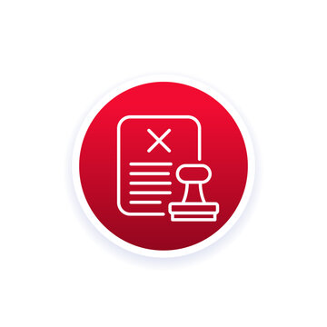 recommend clip art: rejected document icon with a stamp, line vector