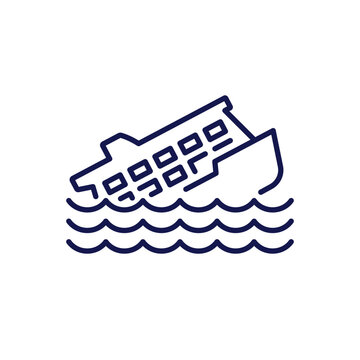 sinking ship icon in blue water clip art preview