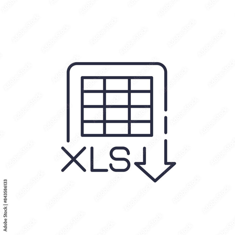 Canvas Prints download xls document line icon on white