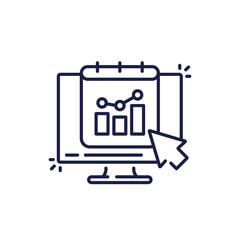 Financial calendar, plan line icon