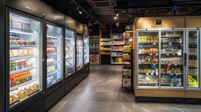 A variety of refrigerators in a convenience store where each one looks ready to meet customers' needs.