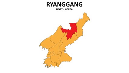 Ryanggang Map in North Korea. Vector Map of North Korea. Regions map of North Korea.