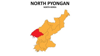 North Pyongan Map in North Korea. Vector Map of North Korea. Regions map of North Korea.