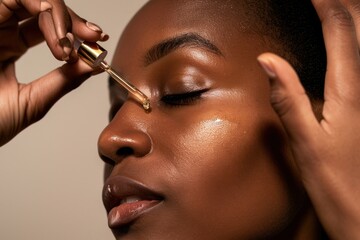 Applying serum cosmetics portrait adult.