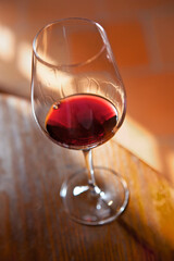 Tasting French red wine in a winery