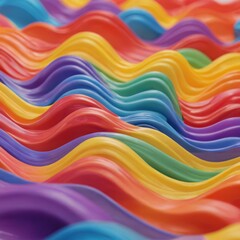 Abstract Colorful Wavy Dynamic Flows Background. Multicolor Glossy Waves of Liquid Paint Wallpaper