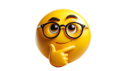 Cute emoji with glasses thinking