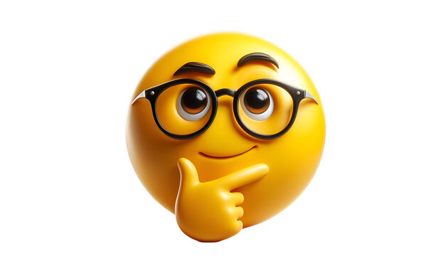 Naklejki Cute emoji with glasses thinking