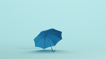 Blue umbrella weather rain protection sun parasol sunshade pale background 3d illustration render digital rendering	

