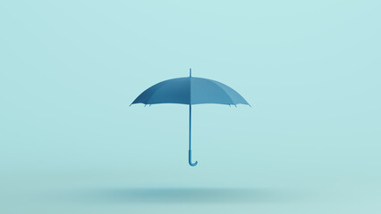 Blue umbrella weather rain protection sun parasol sunshade pale background 3d illustration render digital rendering   © paul