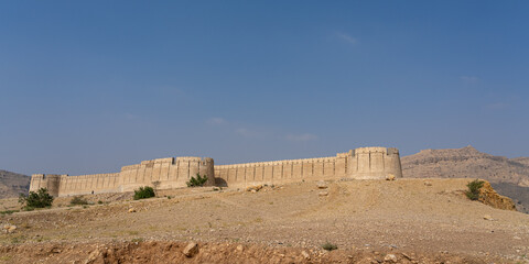 Landscape view of ancient Miri Kot fort inside Ranikot fort, aka the Great Wall of Sindh, Jamshoro, Sindh, Pakistan © Cyril Redor