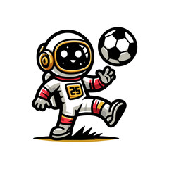 Naklejka premium cute cartoon astronauts playing football. Cute Astronaut Playing Soccer Cartoon Vector Icon Illustration