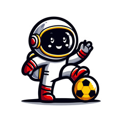 cute cartoon astronauts playing football. Cute Astronaut Playing Soccer Cartoon Vector Icon Illustration