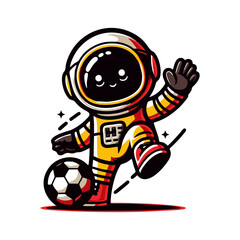 Obraz premium cute cartoon astronauts playing football. Cute Astronaut Playing Soccer Cartoon Vector Icon Illustration