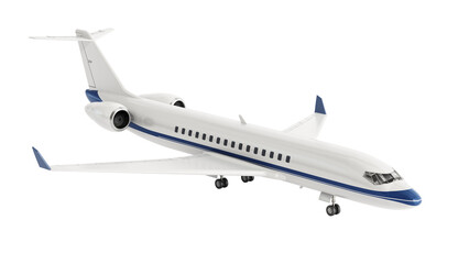 Private jet plane isolated on transparent background. 3D illustration