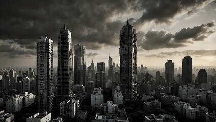Fototapeta premium The contrast between the opulent heights and impoverished depths of a sprawling metropolis ai_generated
