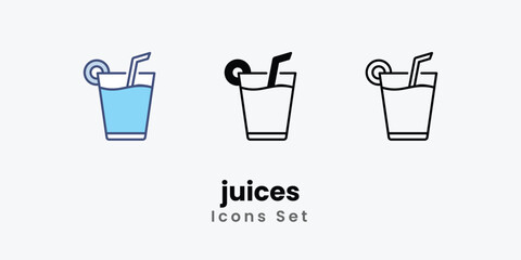 juices icons vector set stock illustration.