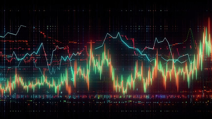 Colorful digital graph chart in stock trade market