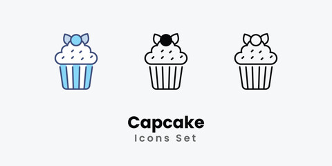 Capcake icons vector set stock illustration.