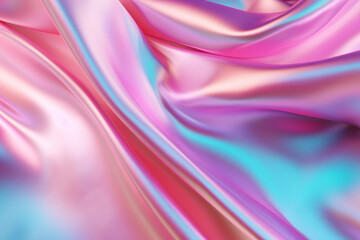Fototapeta premium Processed collage of Iridescent fabric trendy cloth holographic texture. Background for banner