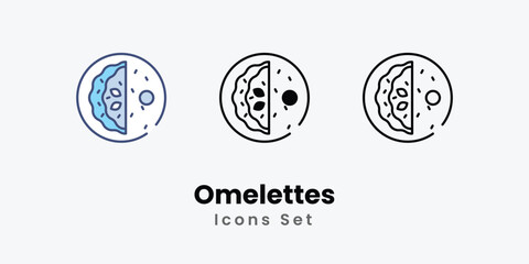 Omelettes icons vector set stock illustration.