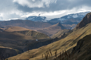 Road to Dzhyly Su. Caucasus mountains. Jilly-Su region. Kabardino-Balkaria Reublic.